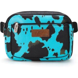 Wrangler Blue and Black Cow Print Belt Bag